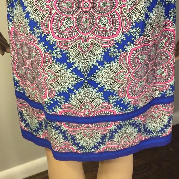 WISP PETITES 3/4-SLV STRETCHY PAISLEY SHIFT DRESS - Picture 8 of 10